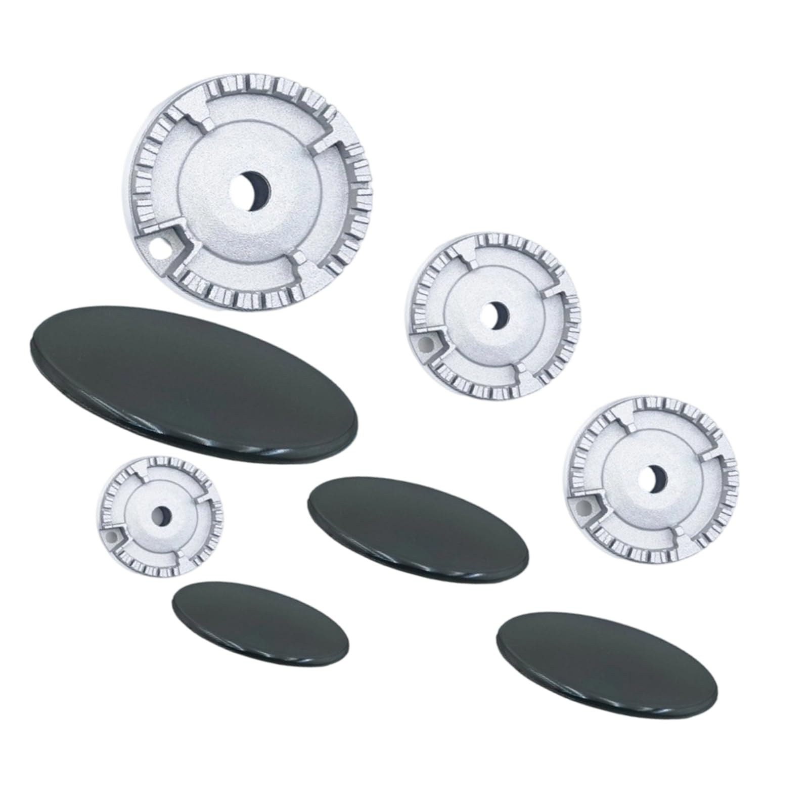 sodeber Stove Burners Caps Set Oven Hob Burners Flat/Concave Cover High Cooker Lid Cooker Hat Set