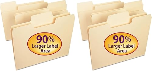 Smead SuperTab - Carpeta de archivos de gran tamaño con pestaña de corte de 1/3, tamaño carta, manila, 100 por caja (10301) (paquete de 2)