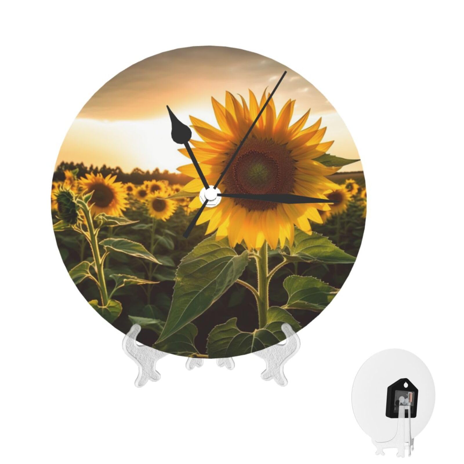 Horloge murale tournesols pour une cuisine lumineuse et moderne de 25cm