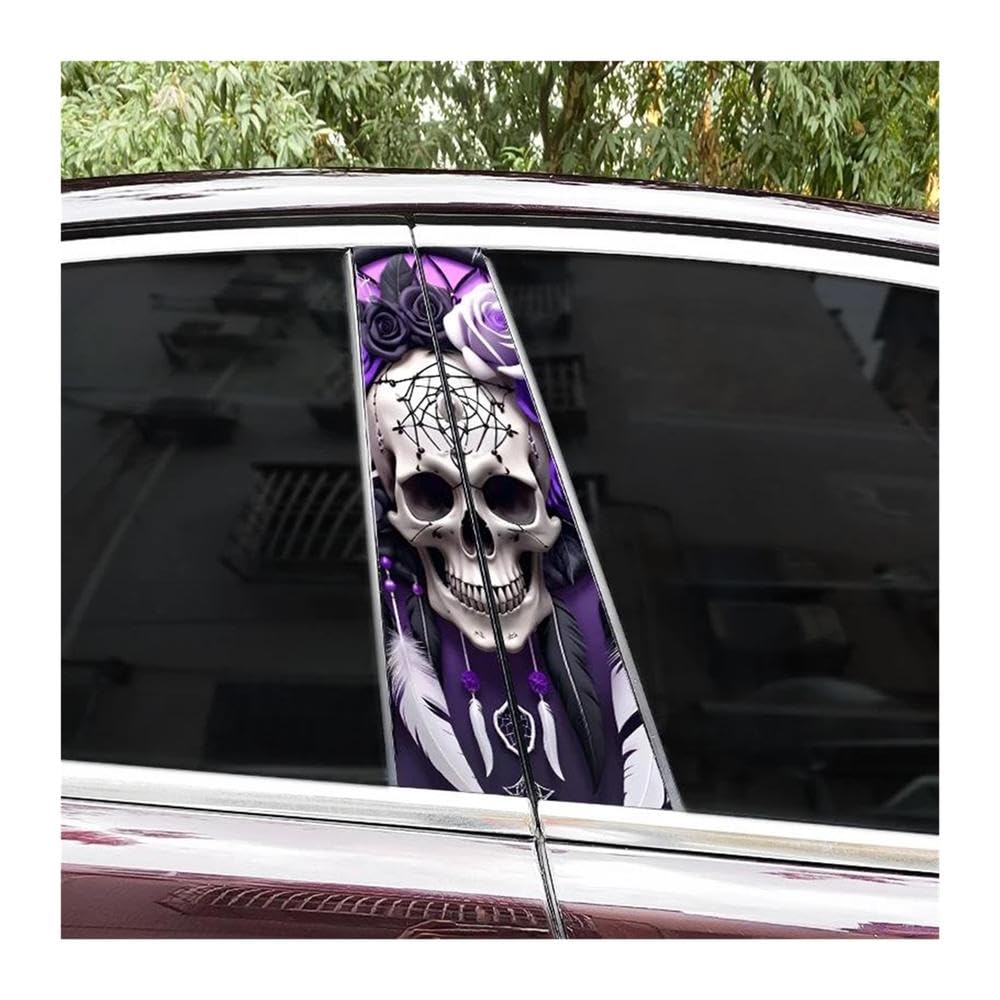 Body Parts 2PCS Car Center Pillar Waterproof Decals Horror Flame Skull Car B-Pillar Sticker DIY(F)
