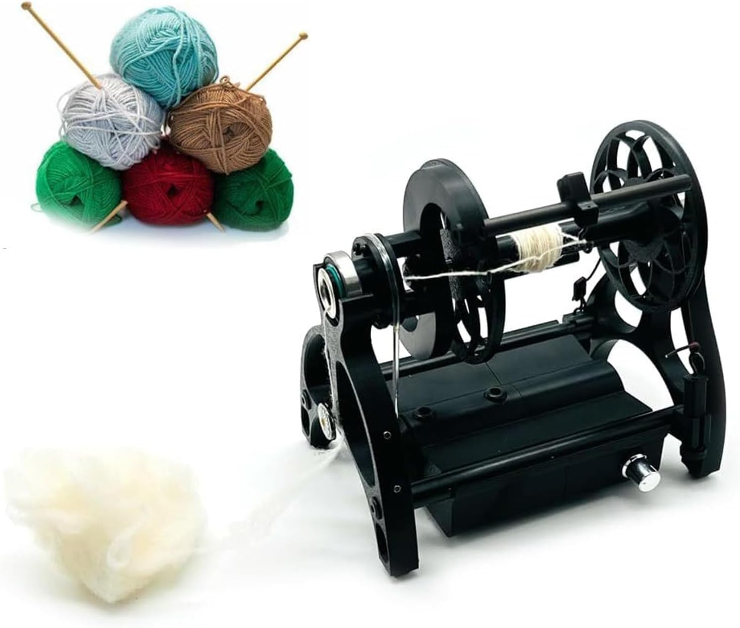 Electric Fiber Spinner, Electric Spinning Wheel, Can Forward and Reverse Switching,Maximum Speed 800rpm,with 3 Spool,Suitable for Wool and Silk Weaving 12mm
