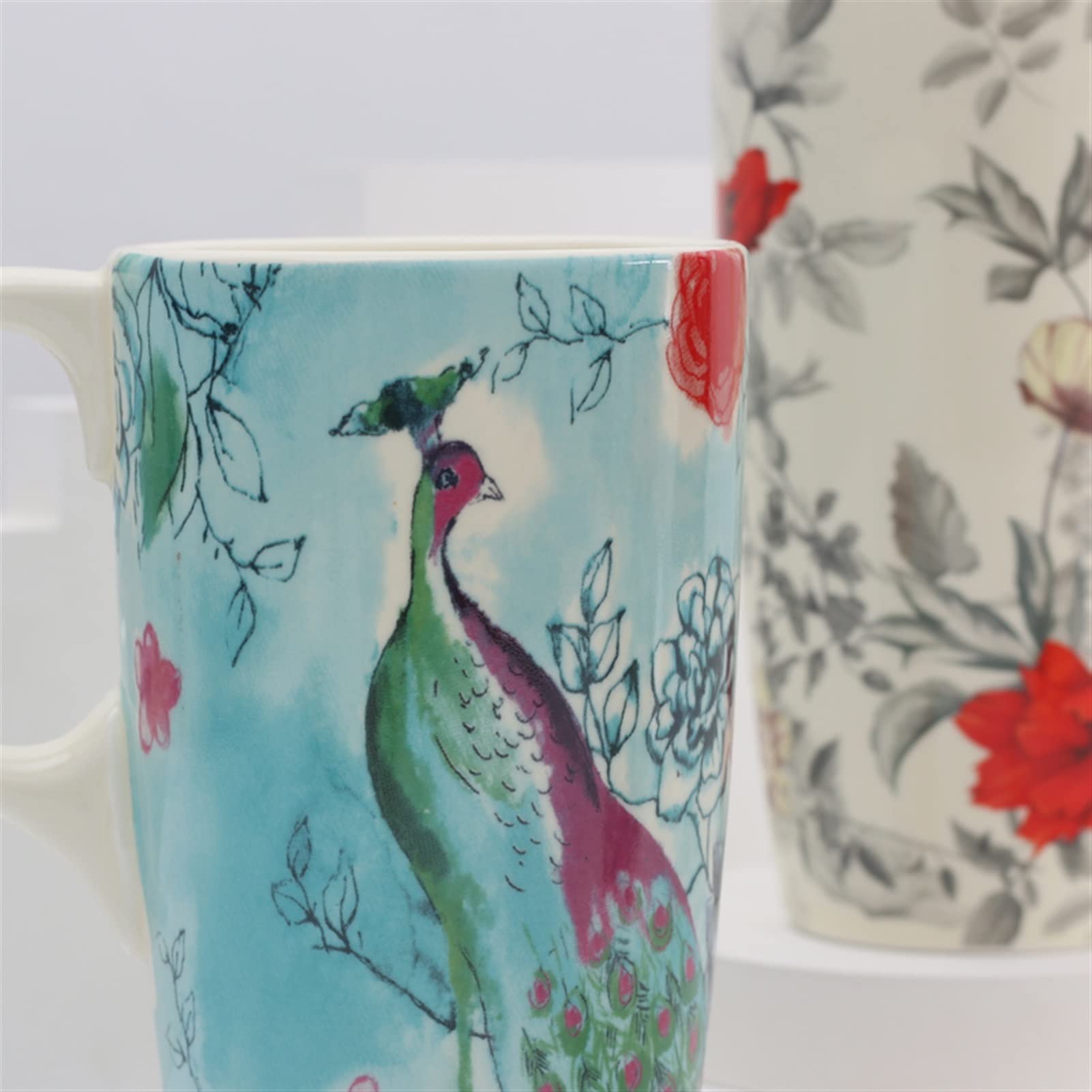 Kaffeetasse Große Kapazität Becher Keramik Reisebecher mit Deckel und Löffel Porzellan Wasser Tasse Milch Kaffee Teetassen Retro Drinkware 400ml Teetasse (Size : 401-500ml, Color : C)