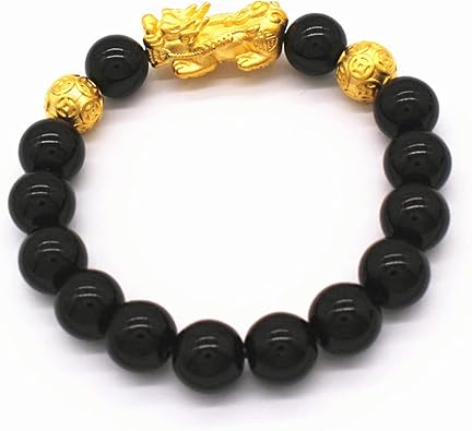 Feng Shui Bracelet, Feng Shui Black Obsidian Bracelet,Natural Black Obsidian Garnet Gemstone Energy Bracelet Adjustable Piyao Buddha Beads Bracelet Ward Off Evil Spirits for Women Men