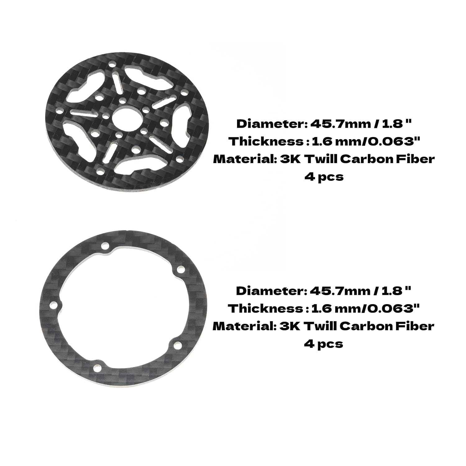 RampCrab 1.8" (46mm) Super Wheels, Carbon fibre Beadlock Wheels, fit fot SCX24, TRX4M, FCX24, FCX24M, CR18P, Style H - Image 2