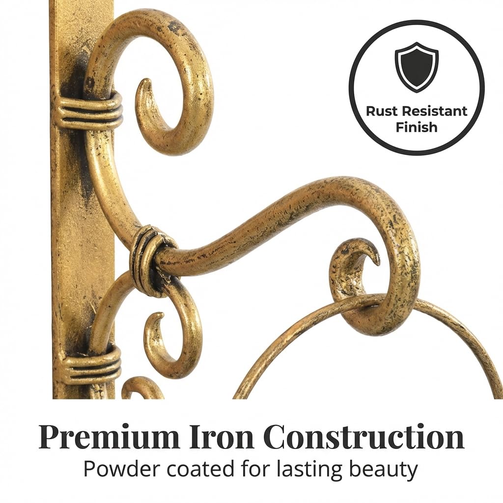 Golden Wall Bracket - Hang Feeders, Chimes & More -5 Golden Wall Bracket - Hang Feeders, Chimes & More -5