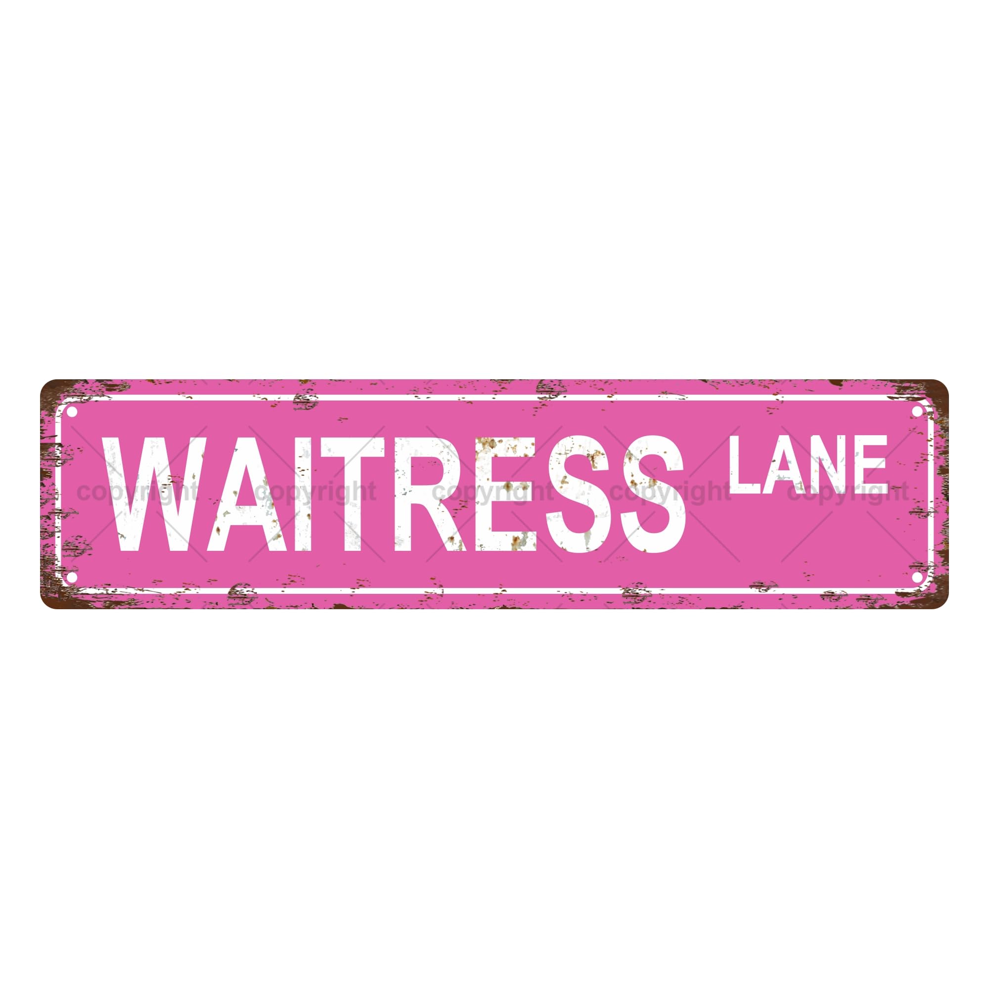 Waitress Lane Occupation Metal Tin Street Sign Bar Cafe Garage Cave Home Room Wall Bathroom Farmhouse Garden Porch Patio Decor,4x16 Inch