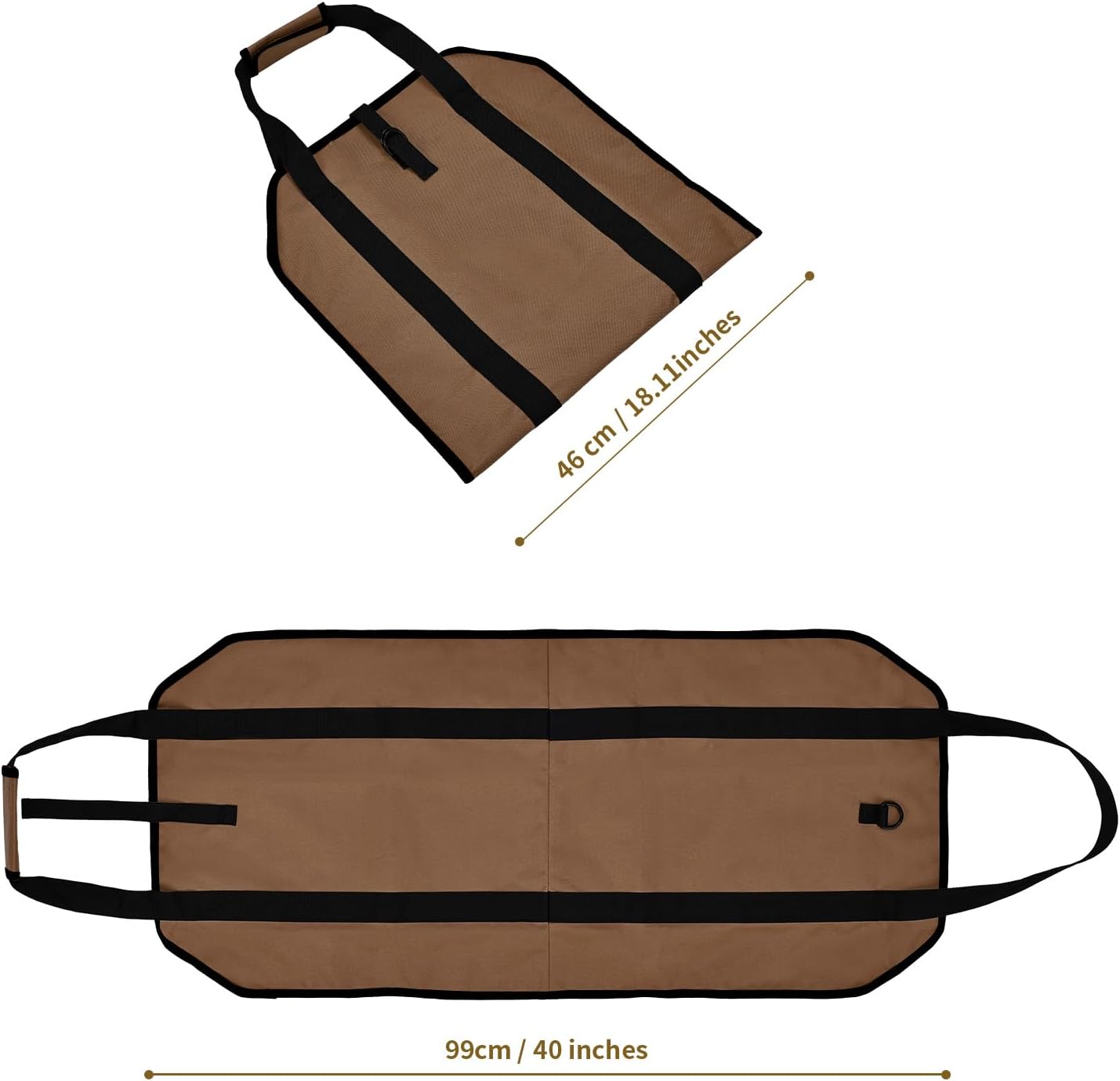 Firewood Carrier Heavy Duty Oxford, Wood Log Tote Bag with Padded Handles for Fireplace & Outdoor Camping Storage