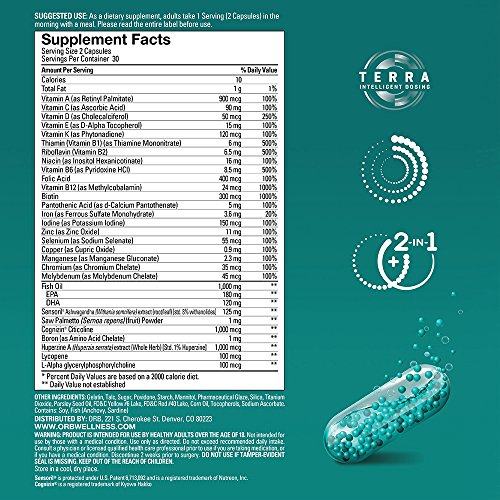 Orb Men’s Multivitamin + Fish Oil – A Complete Multi + Fish Oil |Heart Health Support, Antioxidant Support, Supports A Positive Mood, 21 Essential Vitamins – 60 Count #TOP6