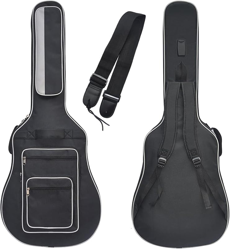 Tosnail 41 Inch Acoustic Guitar Gig Bag with Dual Adjustable Shoulder Strap and 5 Pockets, Guitar Storage Case Bag with Back Hanger Loop and Guitar Strap