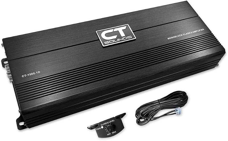 CT Sounds CT-1500.1D Amplificador monobloque de audio para automóvil compacto clase D, 1500 vatios RMS