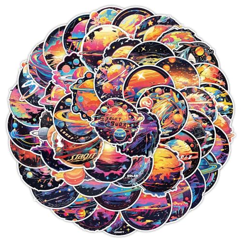 Adesivi colorati con galassia per ragazzi e ragazze, adesivi in vinile impermeabili per laptop, telefono, bottiglia d'acqua, bagagli, bicchieri, biciclette, tablet, auto, notebook, confezione di