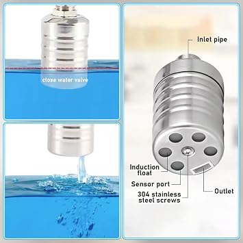 304 Stainless Steel Fully Automatic Water Level Control Float Valve, 2 Pack Auto Shut Off Ball Mini Float Valve, Mini Float Ball Valve Water Level Controller for Water Tank (1/2'', Side Water Intake)