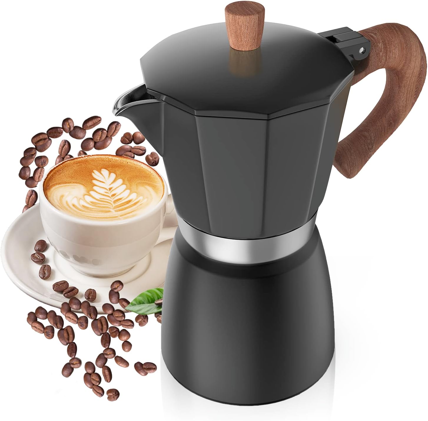 Cafetière Moka Italienne En Acier Inoxydable, 6 Tasses, Compatible Avec Tous Les Types De Chaleur 300 Ml 86357237