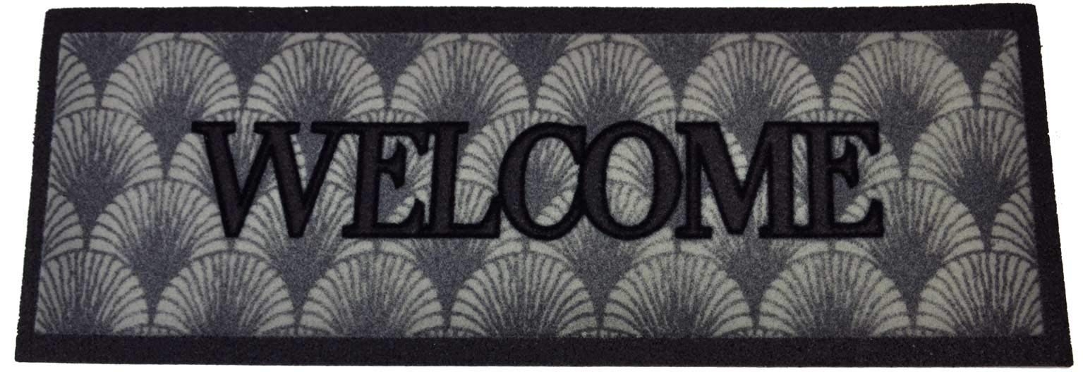 Zerbino Floccato Welcome 25x70 Cm, Gomma Riciclata E Nylon, Effetto Vellutato, Made In Italy