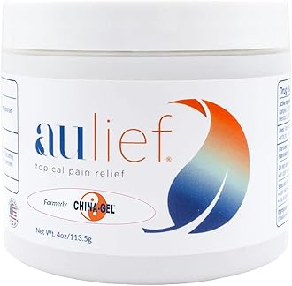 China-Gel Aulief Pain Relief Cream Arthritis & Muscle Rub for Sore Muscles & Joint Pain, Neck, Knee & Back Aches, Premium Dye-Free White Topical Gel, 4 oz Jar