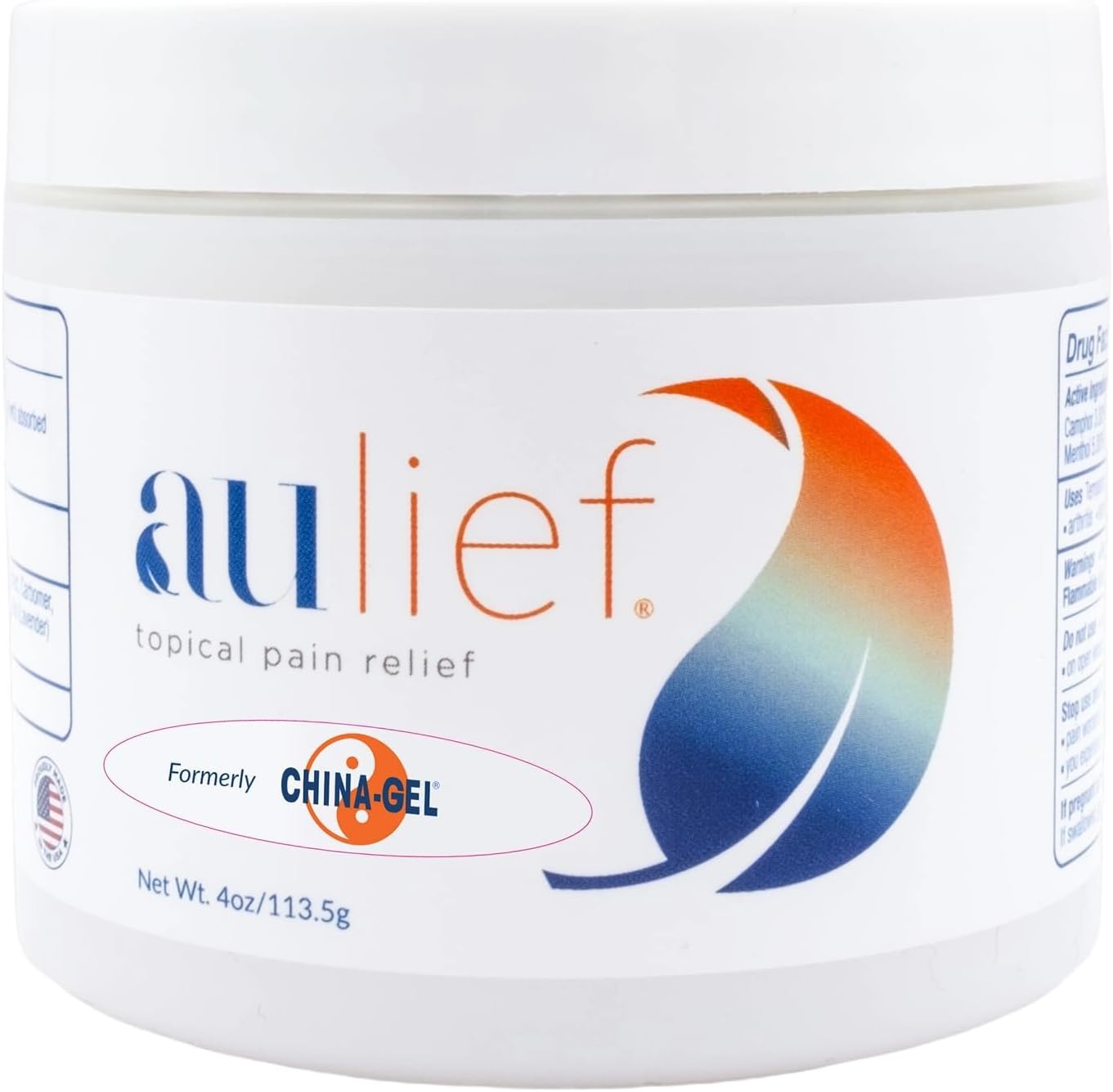 Aulief Pain Relief Cream Arthritis & Muscle Rub for Sore Muscles & Joint Pain, Neck, Knee & Back Aches, Premium Dye-Free White Topical Gel, 4 oz Jar