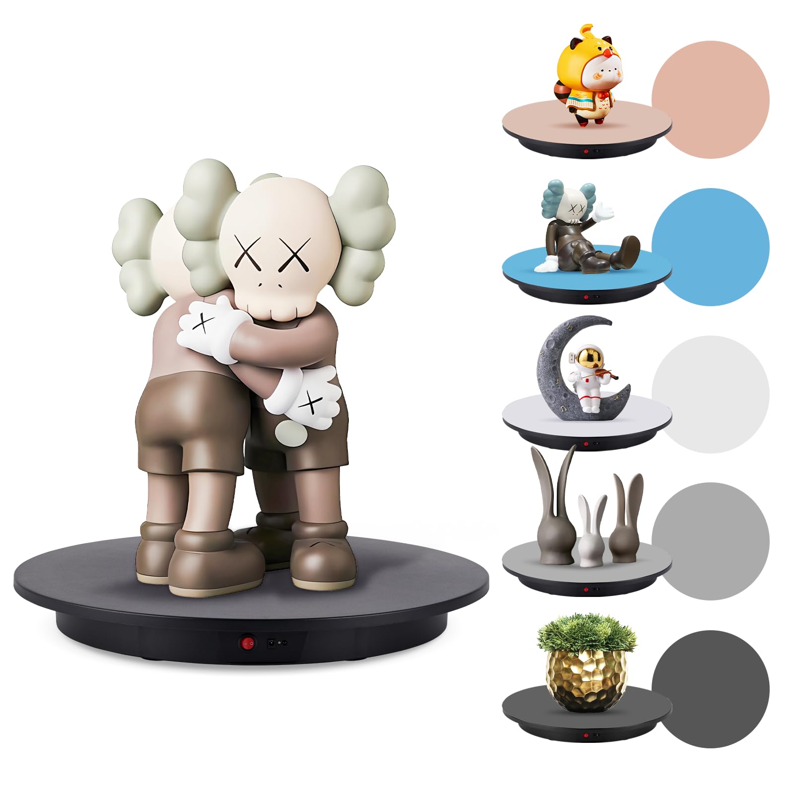 YJINGRUI Plato giratorio eléctrico, 60 cm de diámetro, 150 kg, plato giratorio con mando a distancia, plato giratorio eléctrico para fotografía, ángulo de velocidad y dirección ajustable (negro)