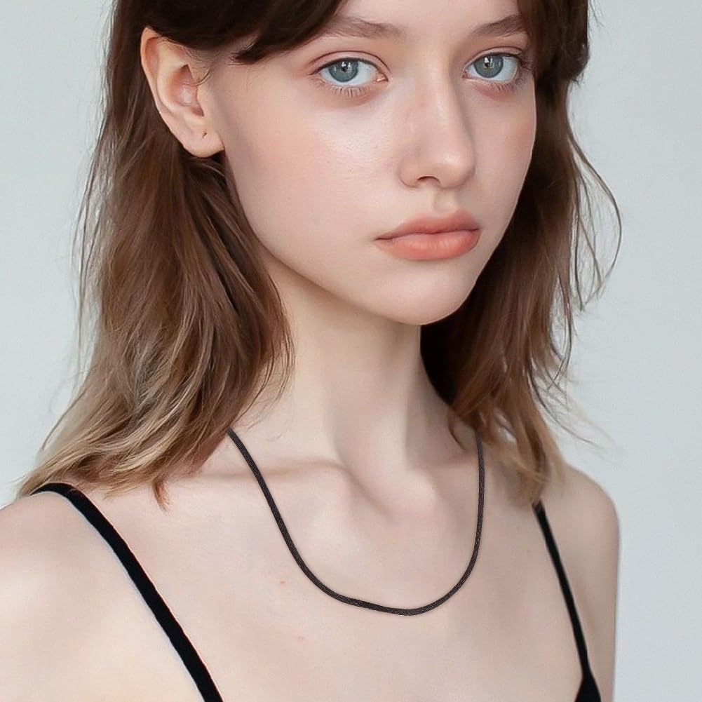 Beebeecraft 1 Box 3Pcs Thin Silk Necklace Cord 1mm Black Fibre Soft Rope Chain with Stainless Steel Lobster Clasp for Jewelry Making Pendant DIY Crafts - Image 6