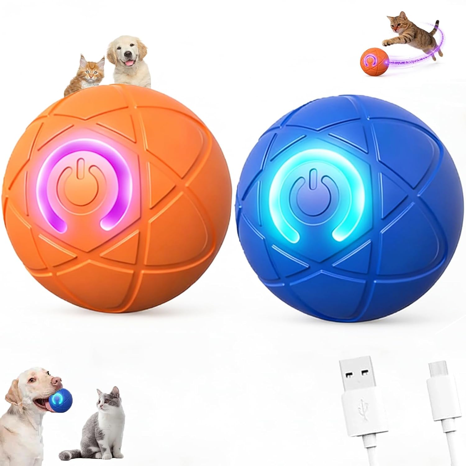 Valentines Day Gifts Dog Balls Interactive Dog Toys 2pc Shaky Ball Toy for Dogs Electric Rolling Pet Toy