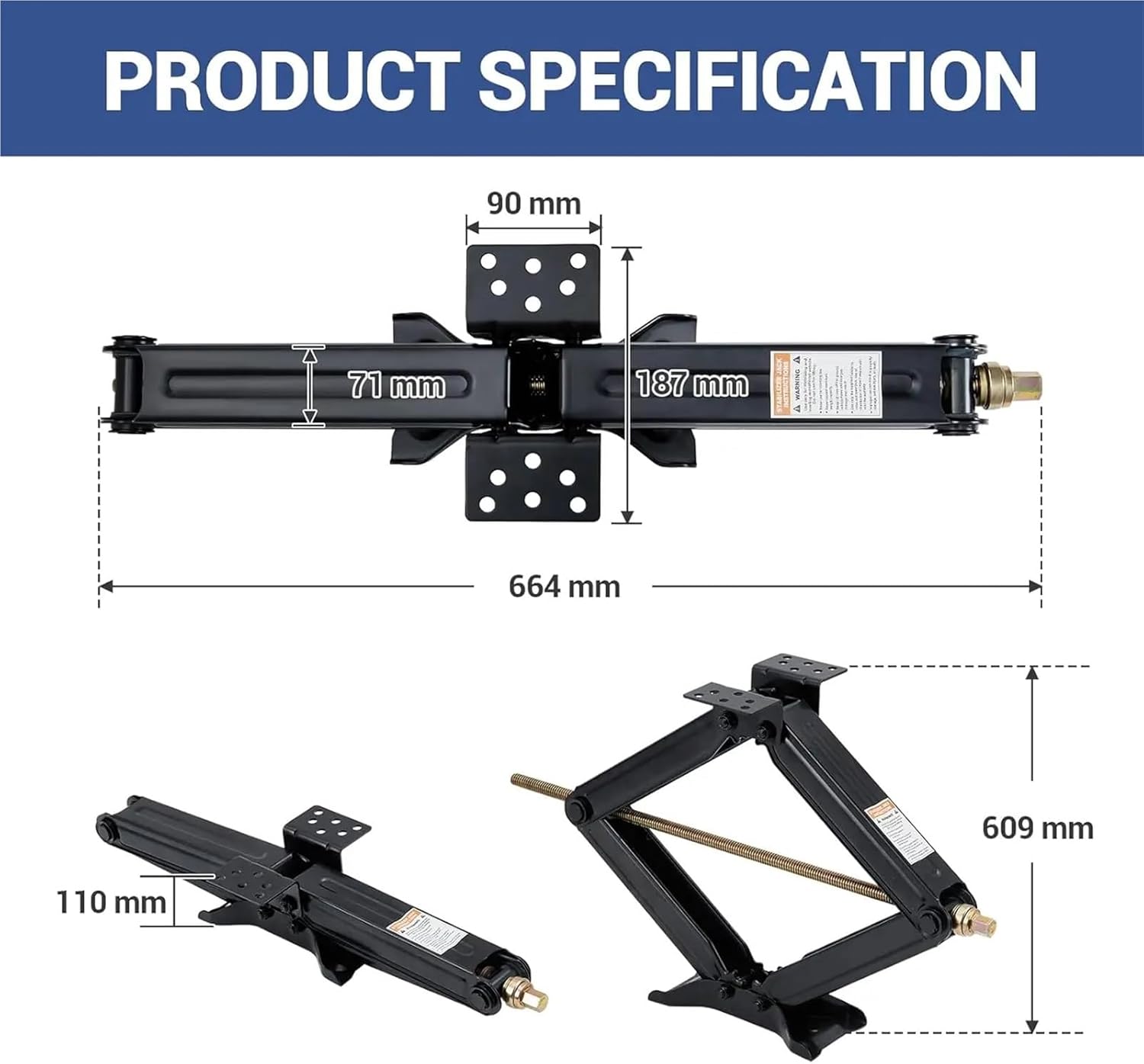 Manual Jack, RV Trailer Stabilizer Jacks Heavy Duty 24" 7500LBS Capacity Trailer Leveling Jack with Stable Base for Trailer Camper RV Truck(2 Packs)