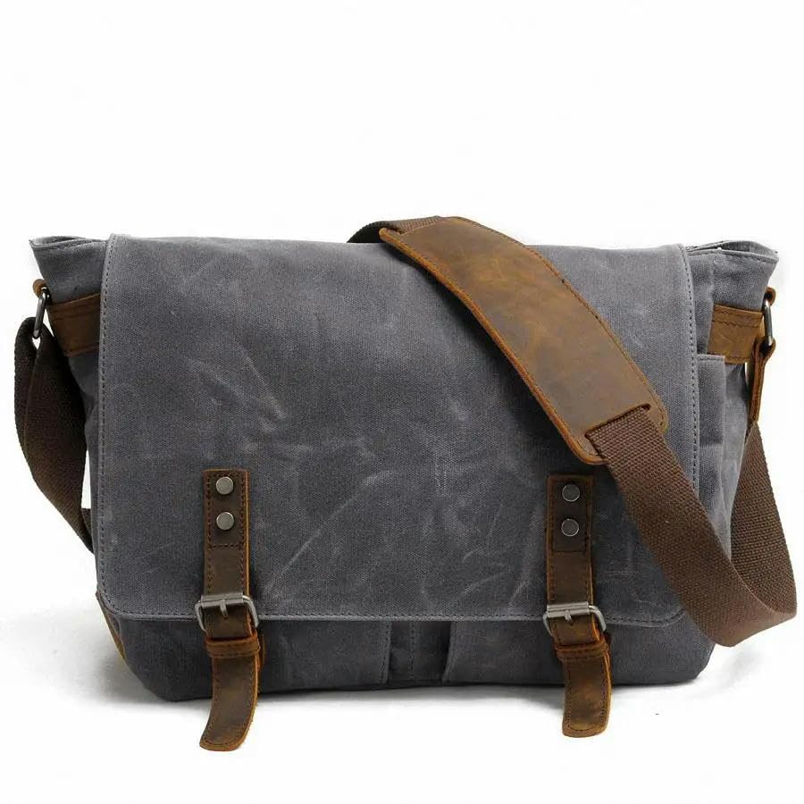 Crossbody Bags For Women Thick Wax Canvas Men Shoulder Bag Messenger Bag Crossbody Bag Vintage Male Leisure Sling Bag Casual2