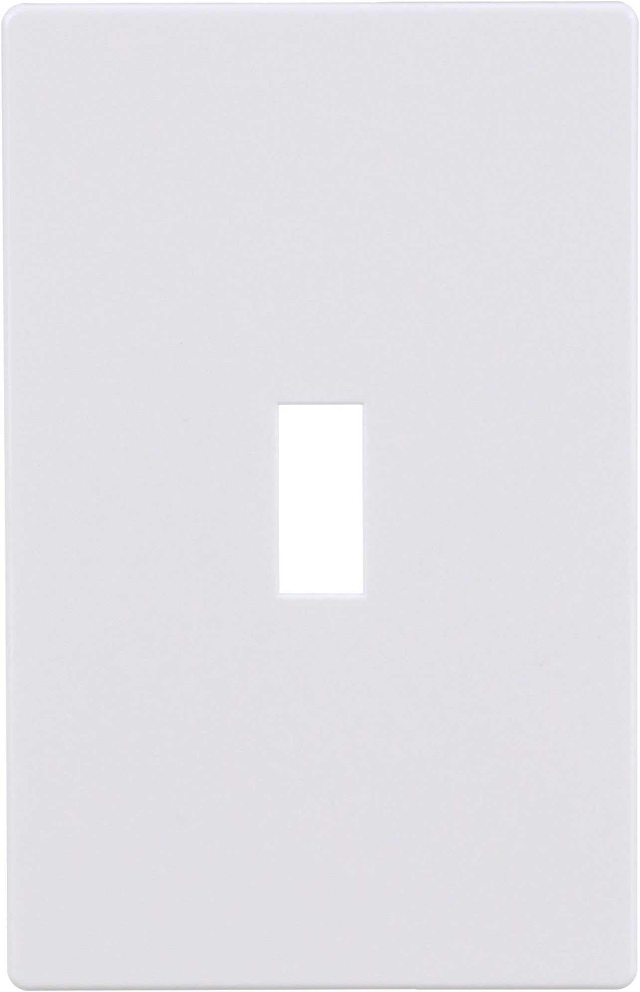 PJS1W Polycarbonate 1-Gang Screwless Toggle Mid Size Wall Plate, White