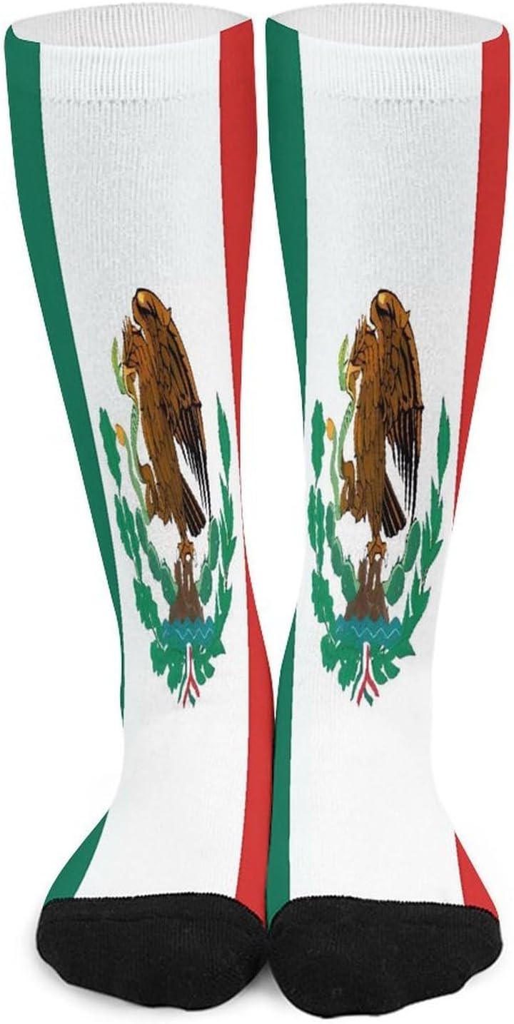 Flag of Mexico Compression Sock Circulation Support Socks Lightweight Knee High Tube Sock Over-The-Calf Sock for Adult