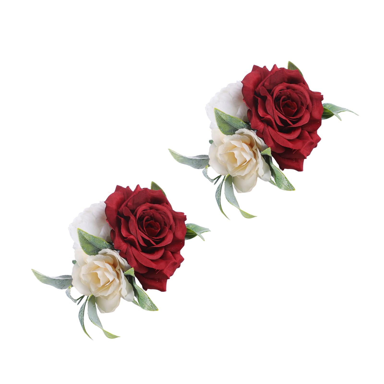 TFAOYS 2 Divisions Realistic Artificial Rose Cake Garnishes for Birthdays Weddings Parties Permanent Green Plan Hypersensitivity Complimentary Cake Garnishes