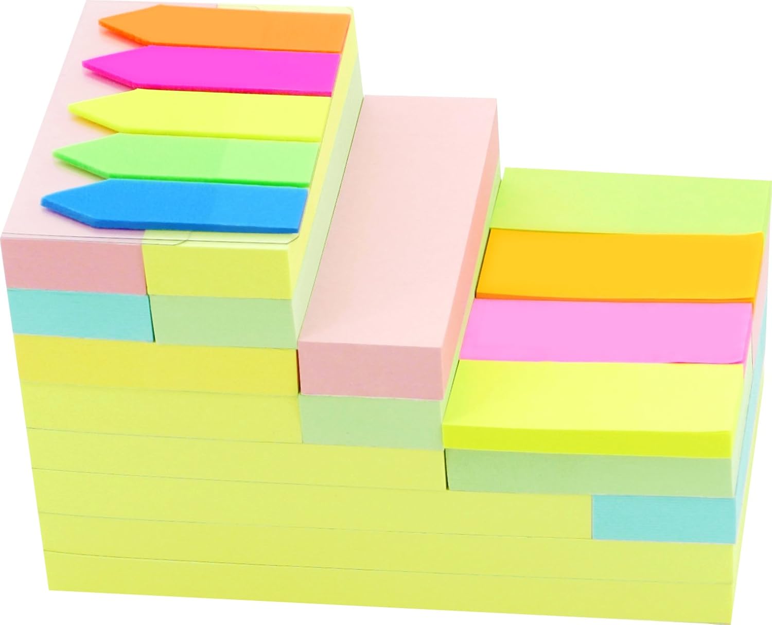 Sticky Notes Value Pack,Assorted The Most Commonly Used Sizes in One PP Box,Self-Stick Notes with Arrow Flags,18 Pads/Box,2 Boxes,3800 Sheets Total,4A 4012