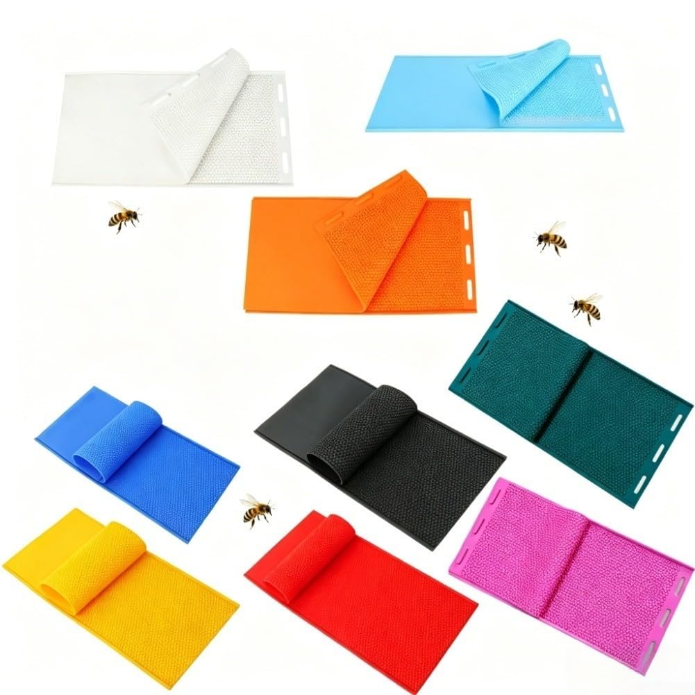 Lot de 2 feuilles de cire d'abeille en silicone pour apiculteurs professionnels et amateurs - 43,5 x 22,5 cm - Orange