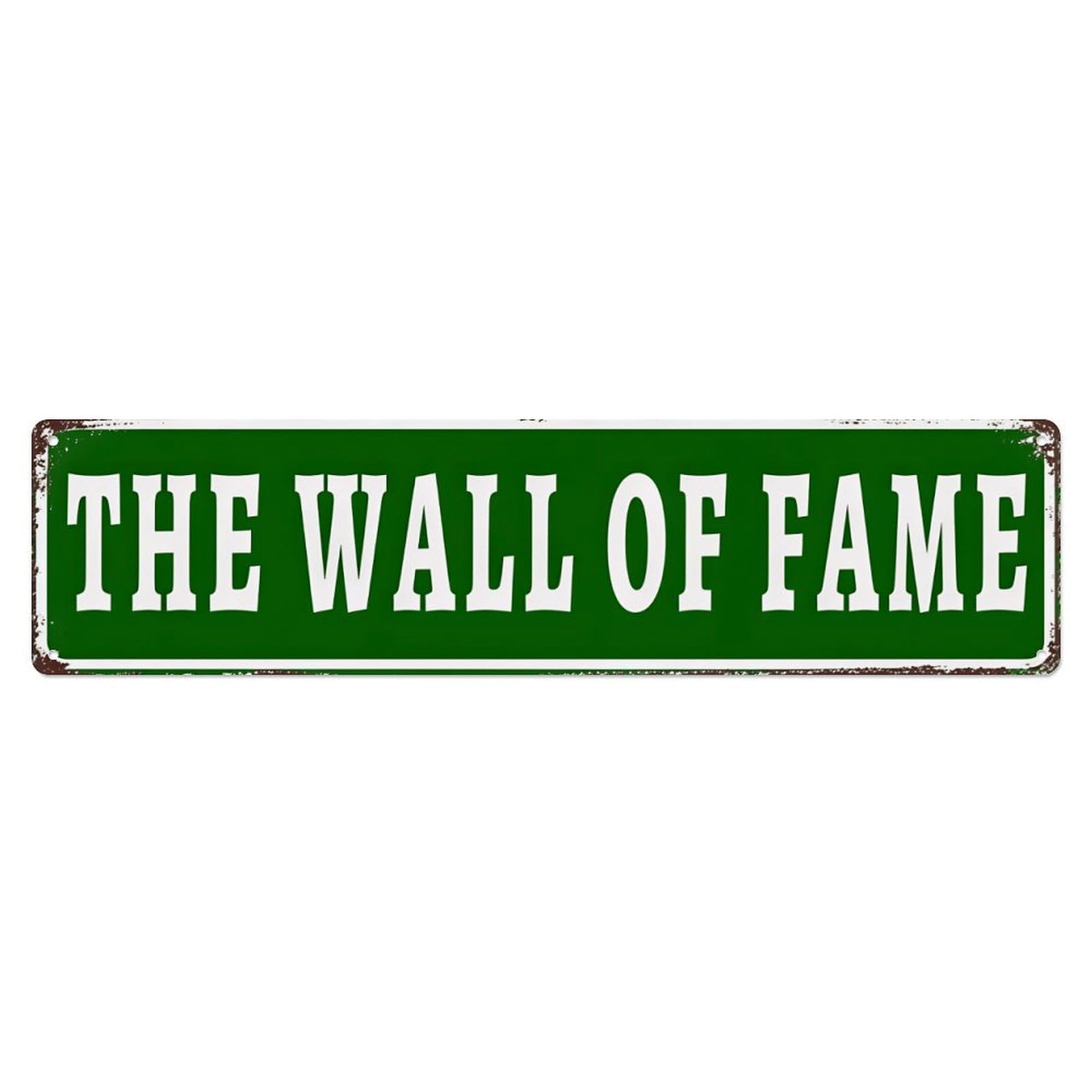 Green Rustic The Wall Of Fame Long Metal Decor Plaque Vintage Aluminium Metal Sign, Retro Wall Decor for Home, Bar, Garage & Farmhouse 10 * 40cm