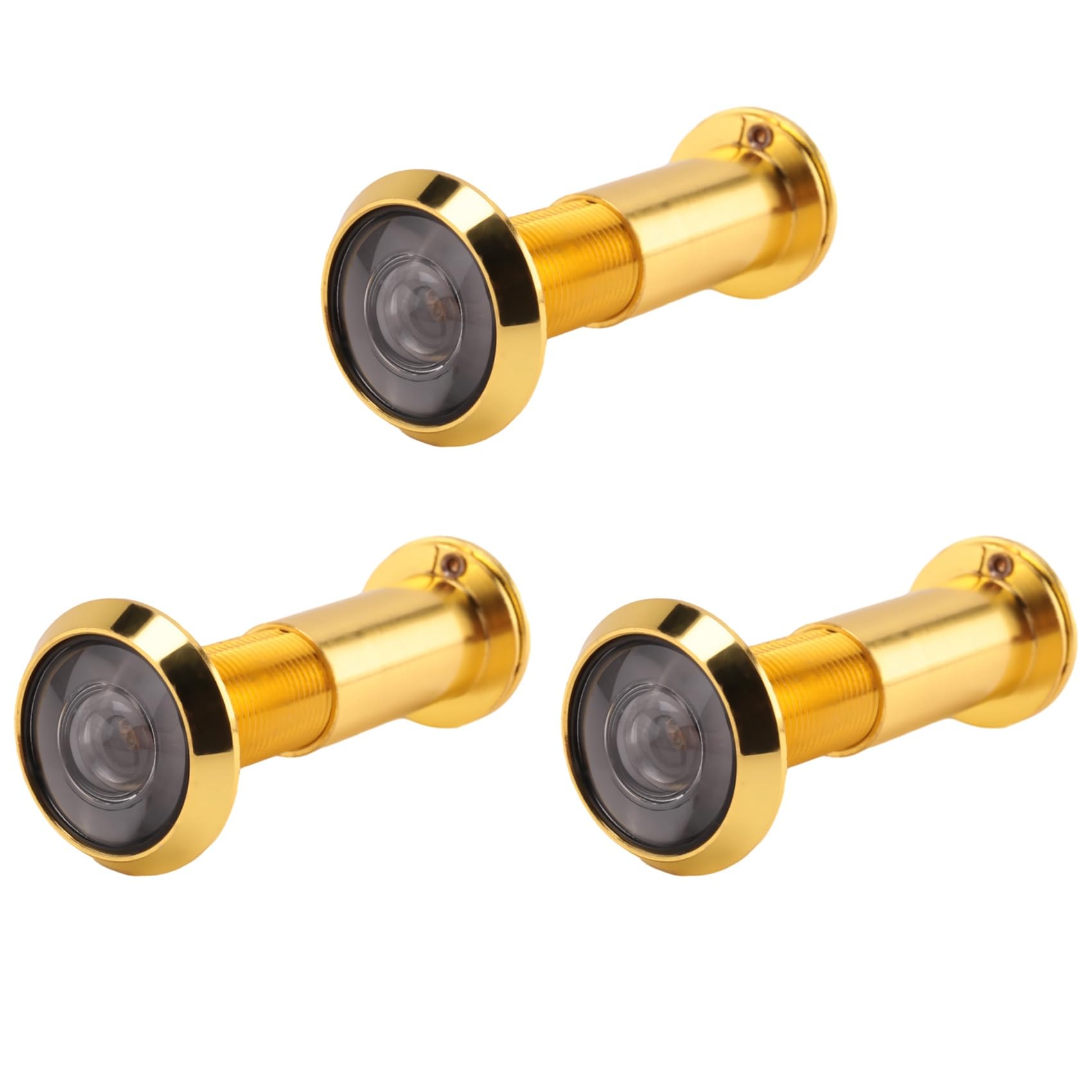 Ctrlzs Gold 3X 200 Degree Retractable 36-58Mm Security Door Viewer Peephole Peep Hole Spyhole + Cover,