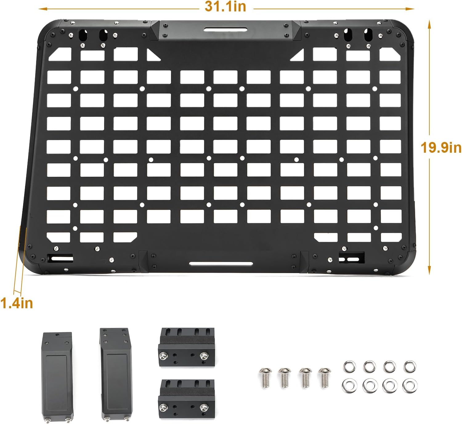 Rear Window Molle Storage Panel Flank Kit, Heavy Duty Protective Decoration Compatible with Ford Bronco 2021 2022 2023 2024 4-Door, Compatible with Passenger side, Aluminum Alloy Off-Road Tool Holder