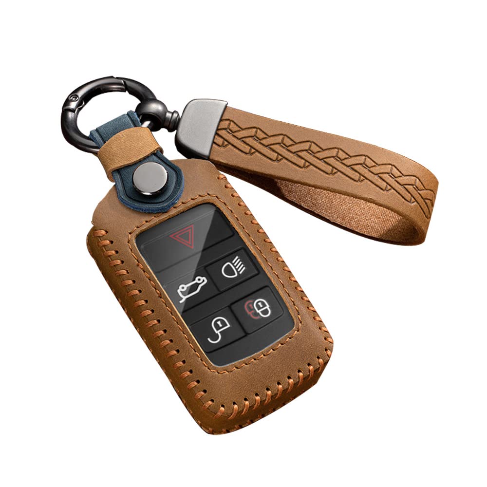 Cover Portachiavi In Pelle Crazy Horse Per Land Rover E Jaguar (2018-2022) - Blu