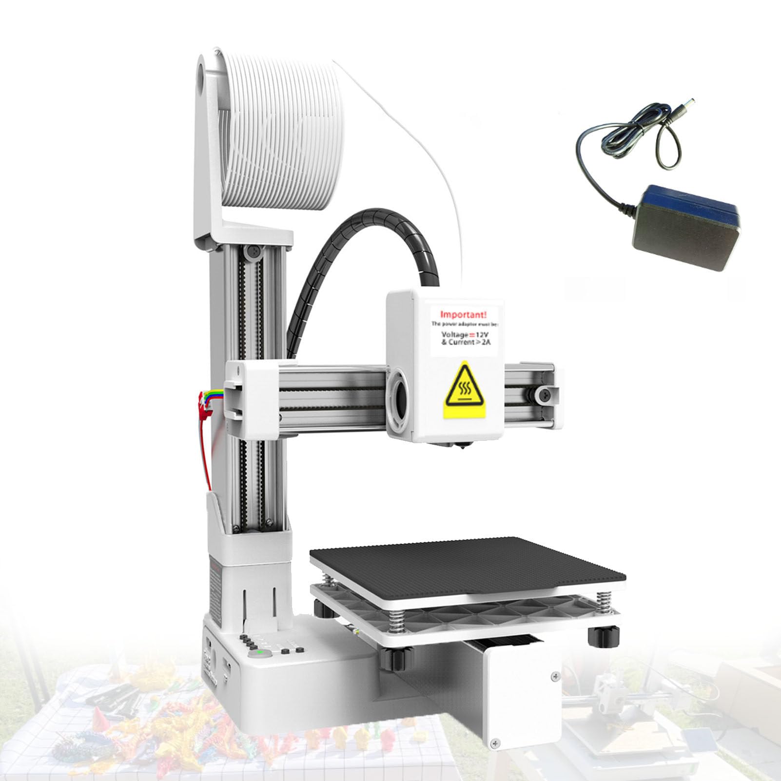 Stampante 3D per Principianti, Stampante 3D FDM Ad Alta velocità con Volume di Costruzione 100x100x100 mm, Stampa di Precisione per Uso Domestico E Didattico White
