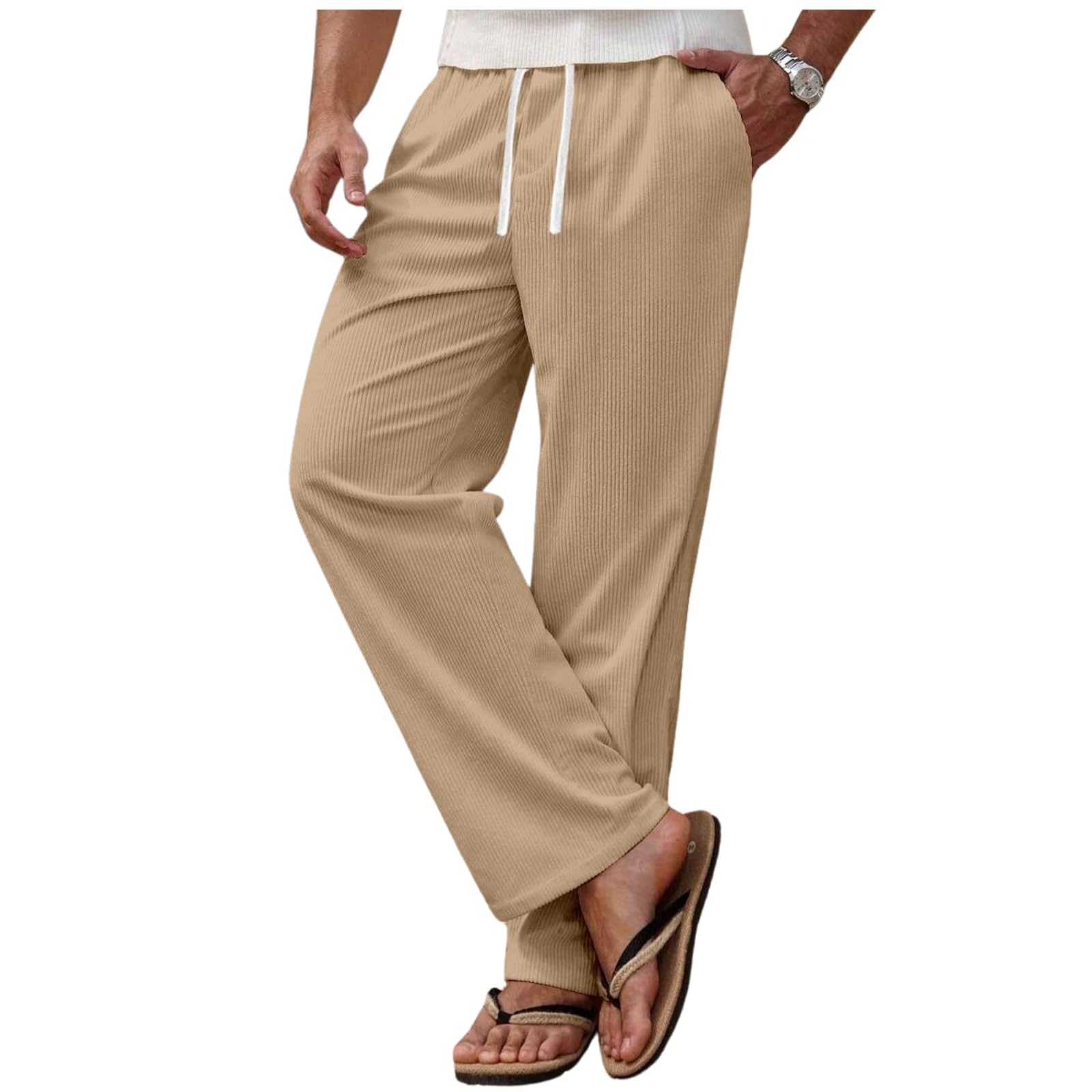 miramichi Men Ribbed Lounge Pants with Elastic Waist and Drawstring Casual Relaxed Fit Trousers, Travel, Home, Yoga and Beach Use Comfortable Bottomwear (in, Alpha, XL, Regular, Standard, Beige)-picture-20