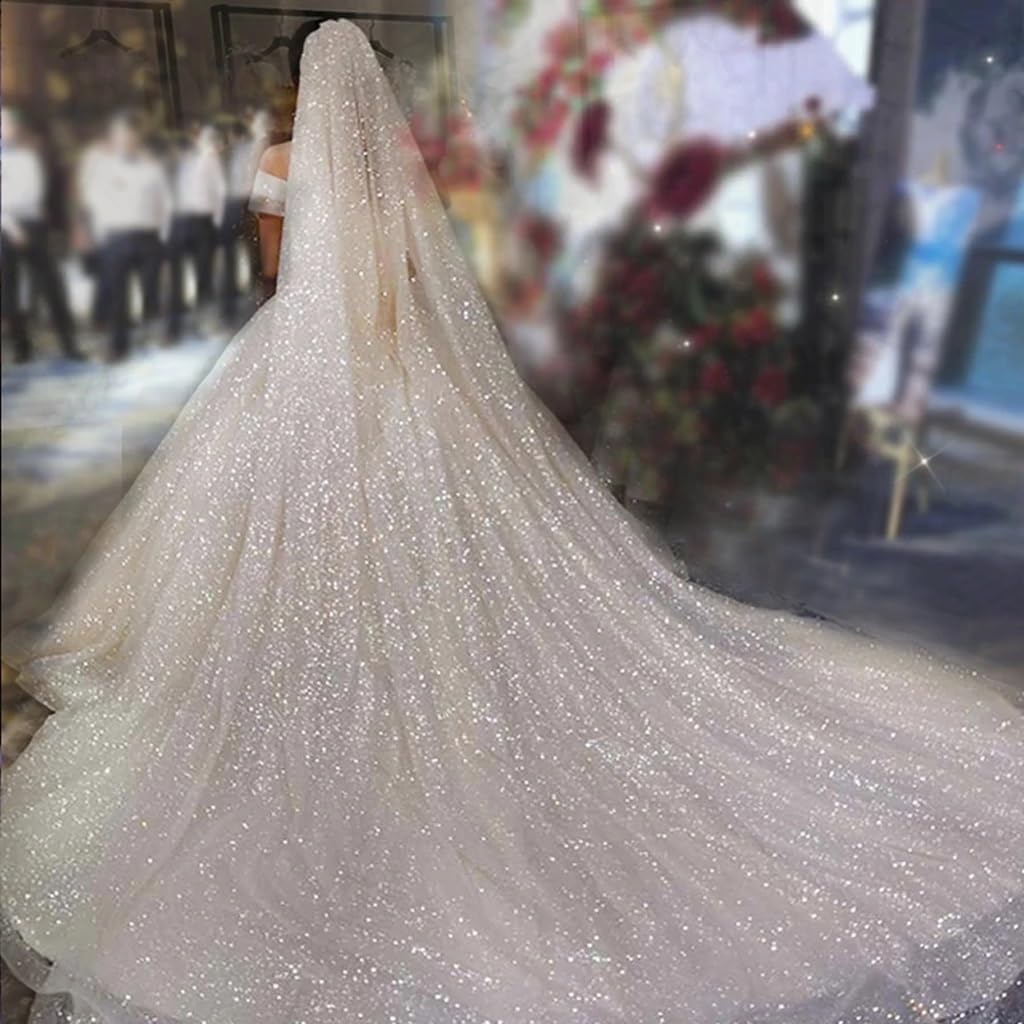 Bridal Veils Tier Wedding Veil Sparkle Veil Wedding Veils with Comb(Ivory,200cm)