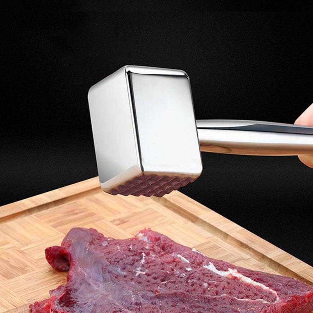 1pc Stainless Steel Meat Pounder Tenderizer Hammer Ergonomic Handle for Comfortable Grip Rustproof Kitchen Tool for Flattens Steak Chicken Easy Storage Hanging