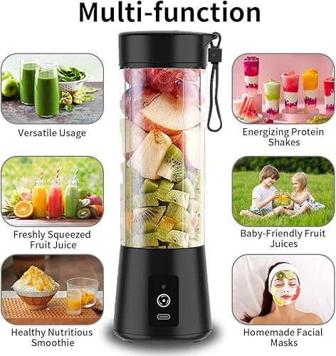 Miniatura 2 de Lyrique Licuadora portátil licuadora eléctrica personal de 13.5 fl oz para batidos y batidos, USB-C recargable, cuchillas afiladas de acero