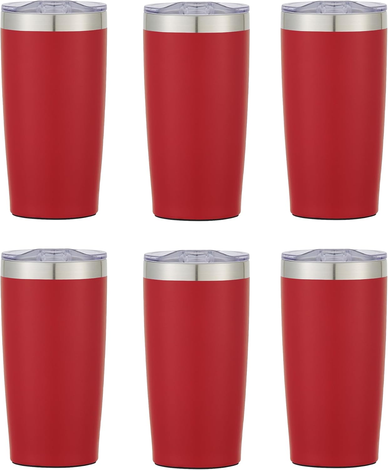 6 Ct of 20 Oz Two-Tone Himalayan Stainless Steel Tumbler with Lid – Red – Customizable Insulated Cups for Water, Coffee, Hot & Iced Drinks – Great for DIY, Events, Work