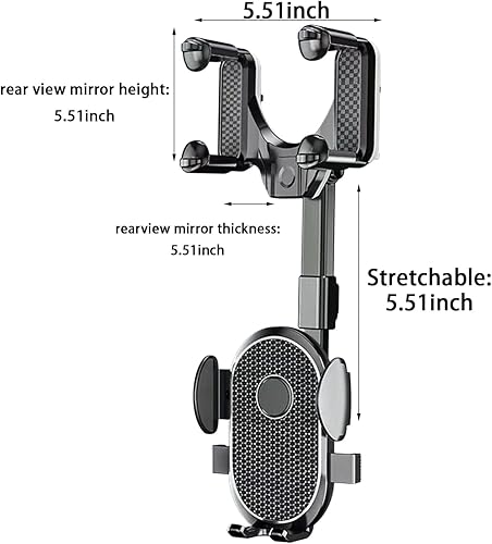Miniatura 2 de Soporte de teléfono para espejo retrovisor de 360, soporte universal para teléfono y GPS, soporte giratorio de 360 grados, soporte universal para