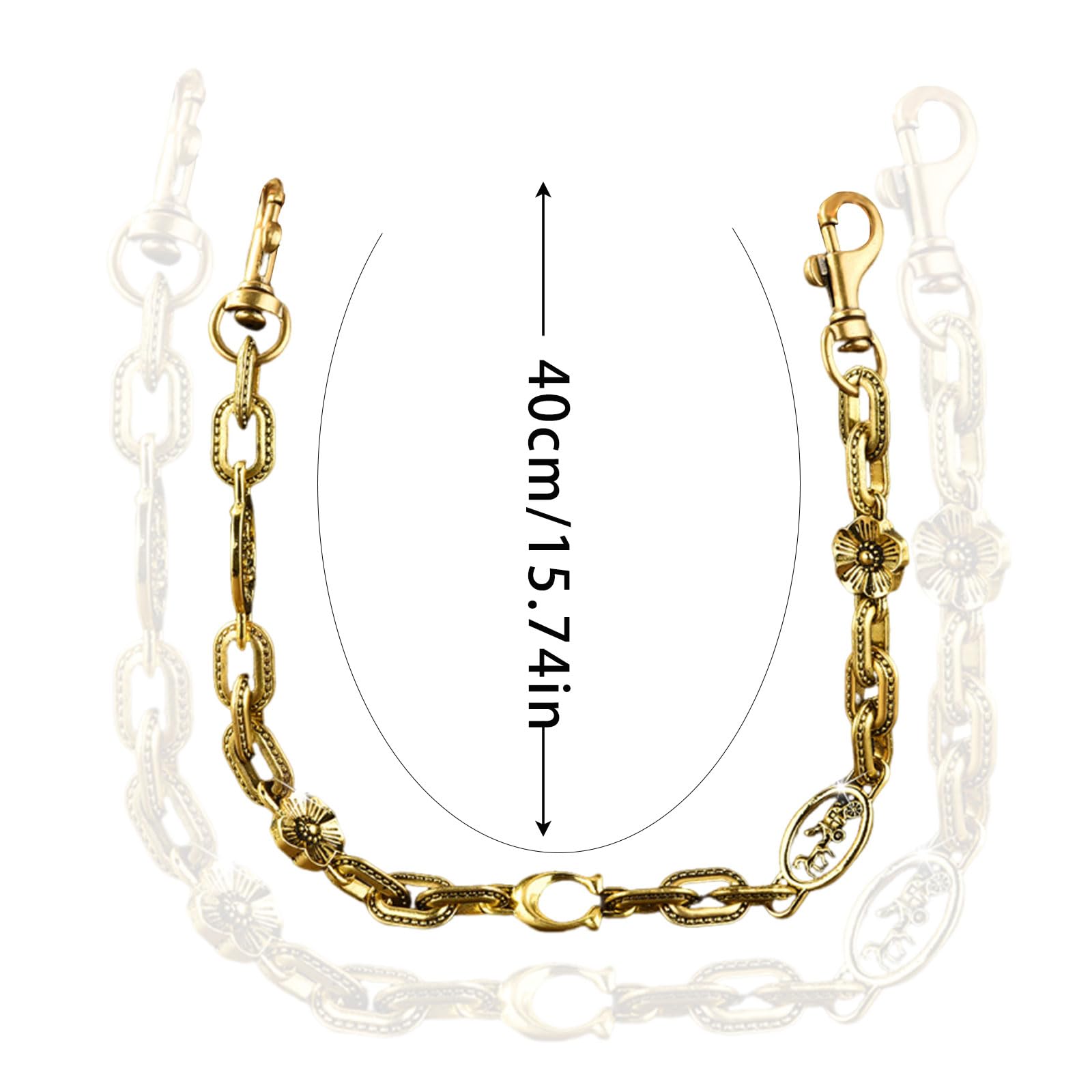 LSBDJDL Cute Cherry Gold Bag Charms Wallet Chain Keychains Purse Accessories For Women (letter)
