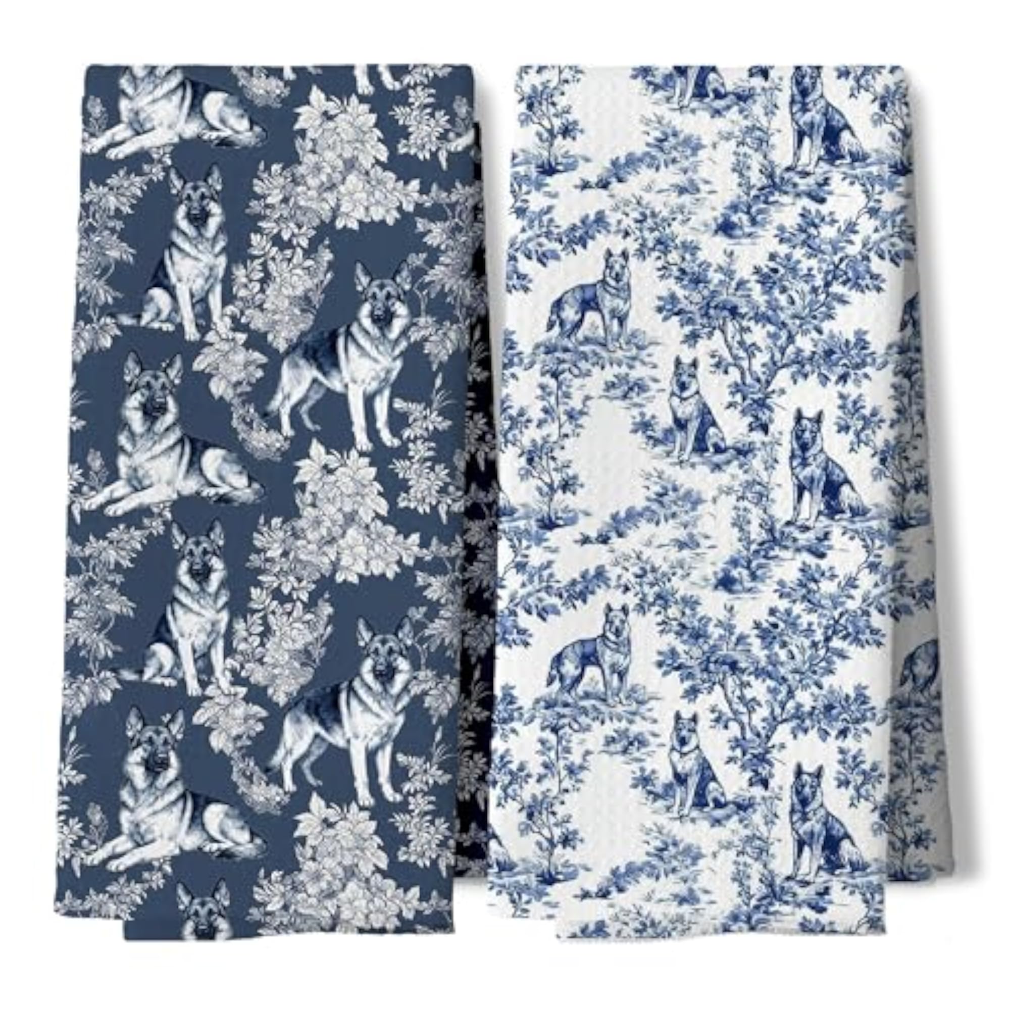 Chinoiserie German Shepherd Gifts Kitchen Towels, Decor