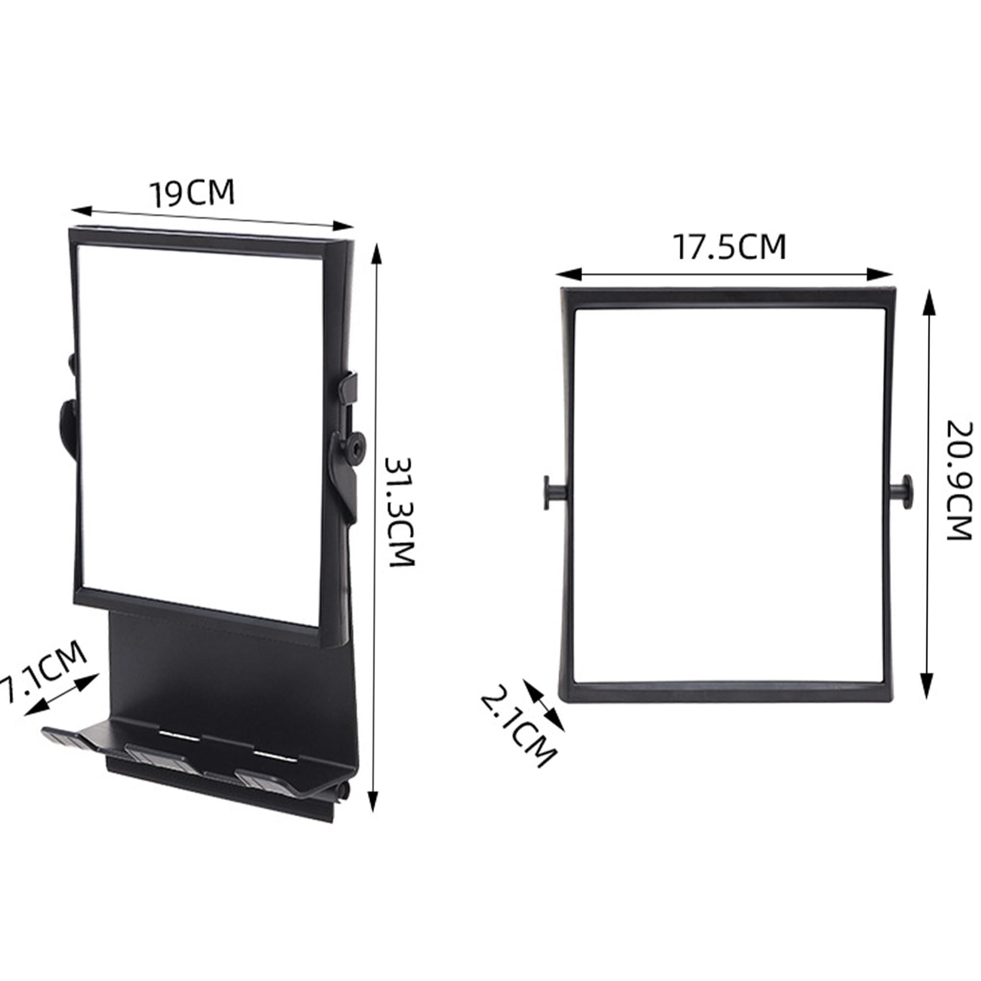 Specchio Da Barba Per Doccia Antiappannamento - Con Supporto Rasoio, Nero, Infrangibile - Foto 9
