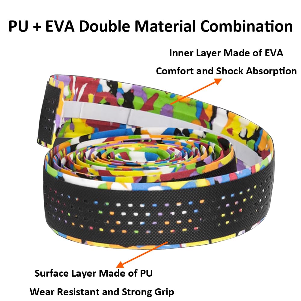 MOCNT Bicycle Handlebar Tape Breathable Cycling Bike Handlebar Tape PU EVA Handle Bar Grip Wrap Tapes Comfort Non Slip Shock Absorbent Road Bike Handlebar Drop Bar Tape Colorful - Image 2
