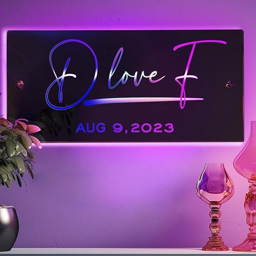 Miniatura 3 de VEELU Espejo personalizado con nombre personalizado, espejo con luz LED, espejo de decoración de pared para dormitorio, sala de estar, luz de