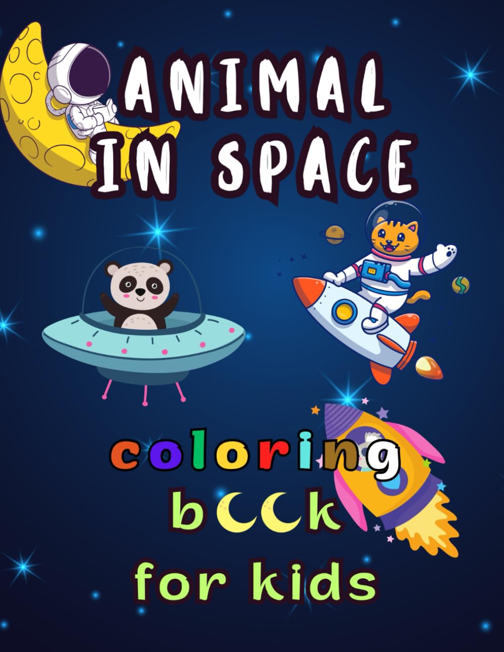Animal in space coloring book for kids