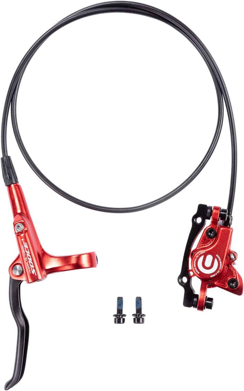 Cyclon MTB Hydraulic Disc Brakes Set, Black/Red Aluminum Alloy Hydraulic Brakes for Mountain Bike Left Front 1000mm Right Rear 1700mm Hydraulic Bicycle Brakes with is/PM Adapter Fit 160mm Rotor