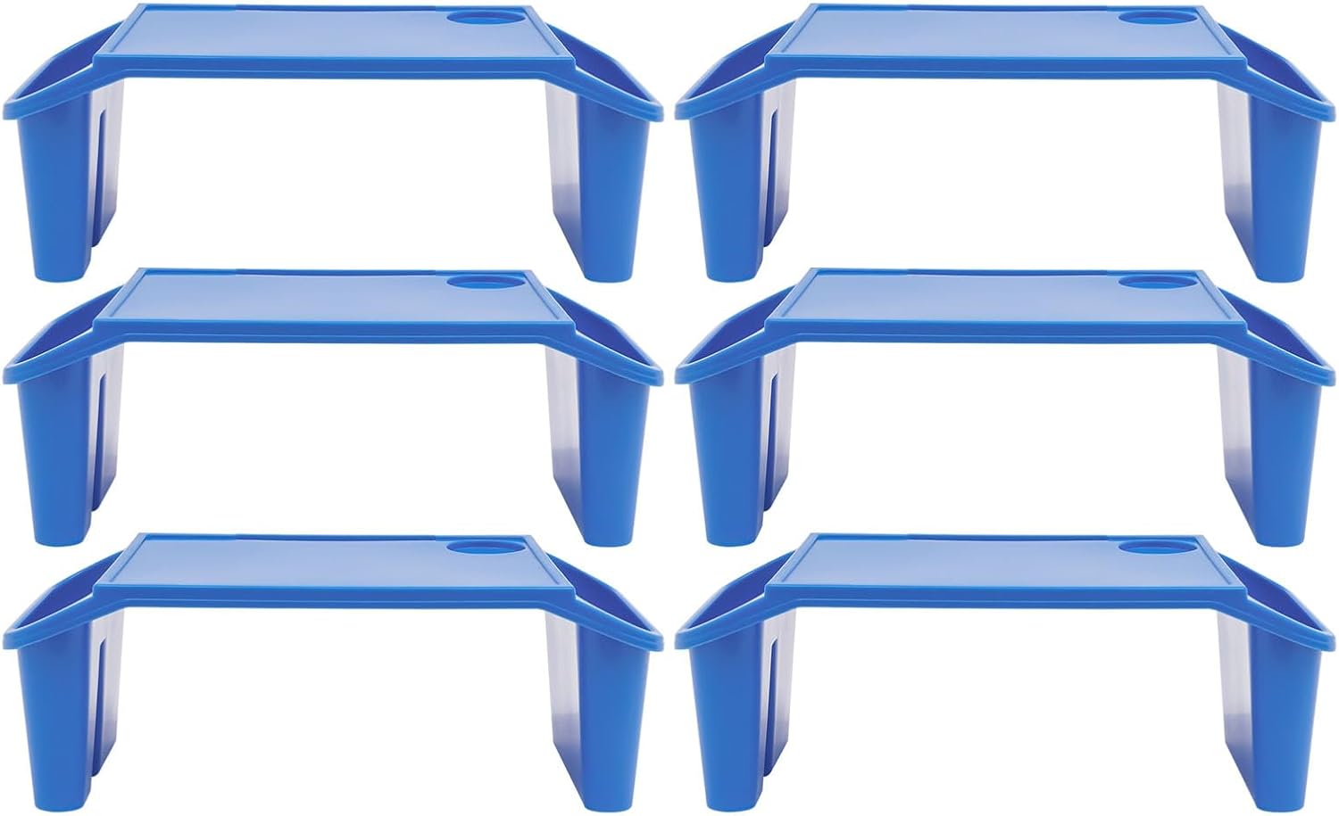 6 Pack Kids Lap Desk Tray with Storage Slots, Stackable Portable Activity Tray, Multicolor Kids Plastic Table for Writing/Eating/Drawing/Homework in Bed or Classroom, 19.7x9.8x7.1'' (Blue) - Image 1 of 7