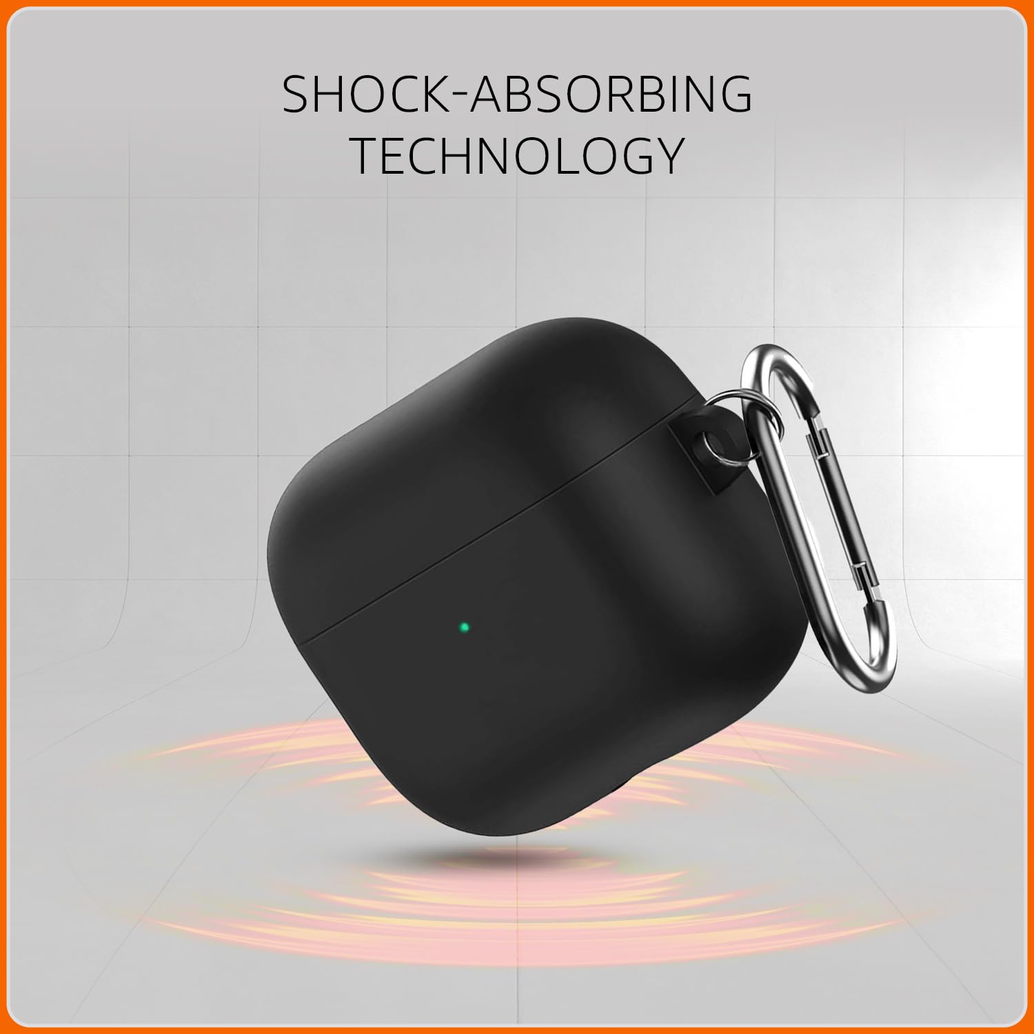 Amazon Basics Sumptuous Shock-Absorbing Protective Case with Keychain for AirPods Pro Gen 1 & Gen 2 | Visible Front LED | Opulent Design (Jet Black) 4